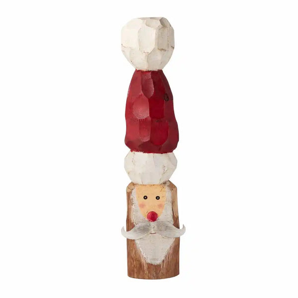 SANTA CARVED WOOD SITTER