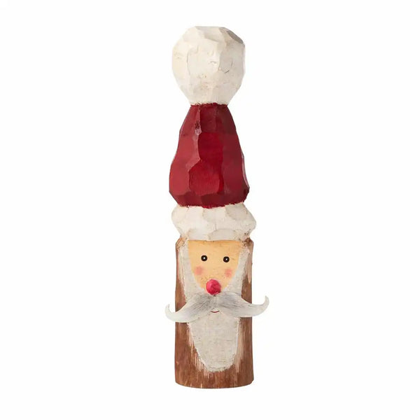 SANTA CARVED WOOD SITTER