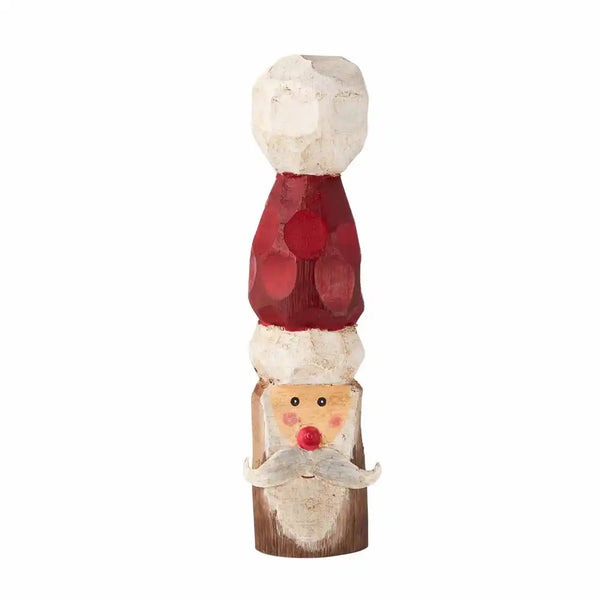 SANTA CARVED WOOD SITTER