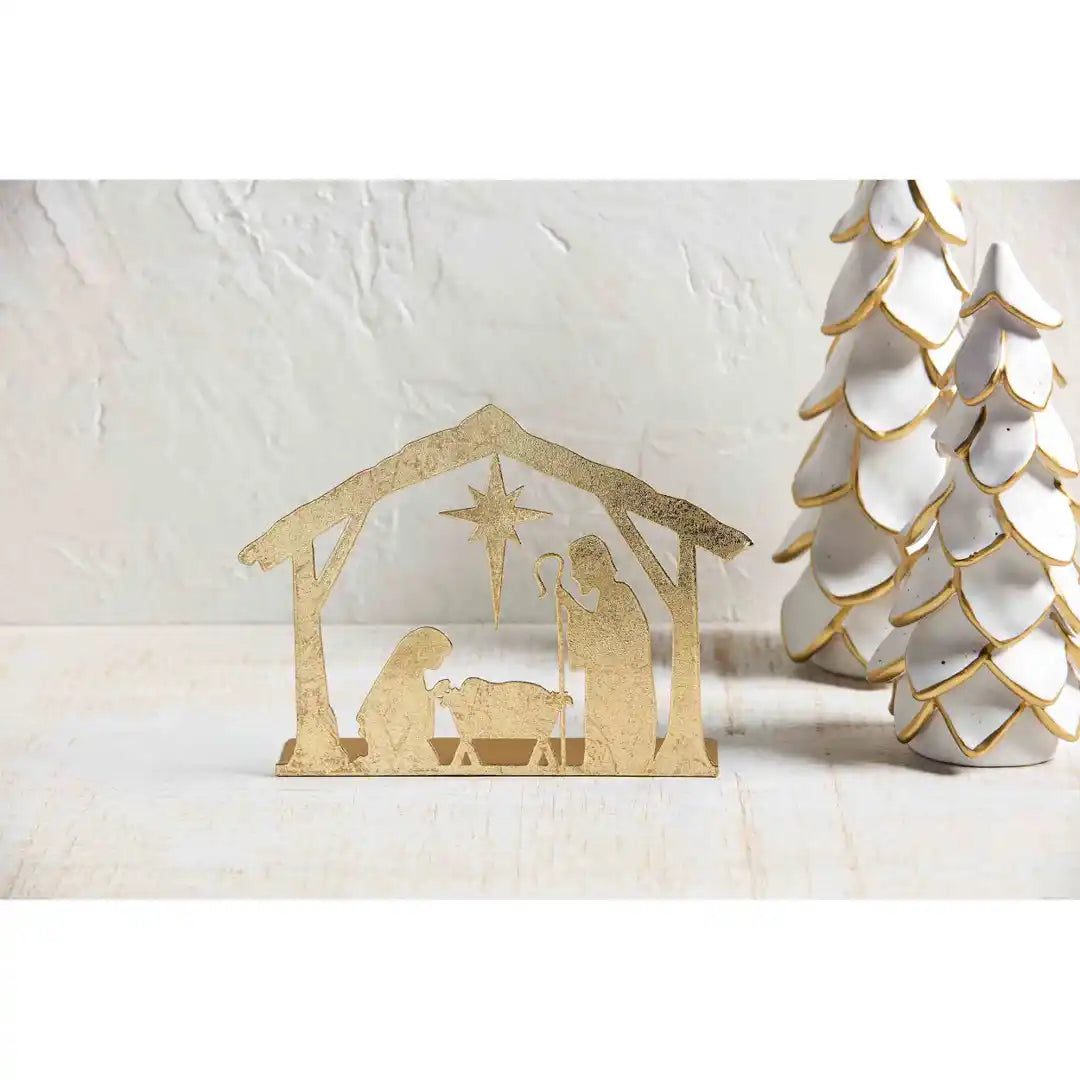 Gold Tin Nativity Display