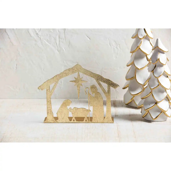 Gold Tin Nativity Display