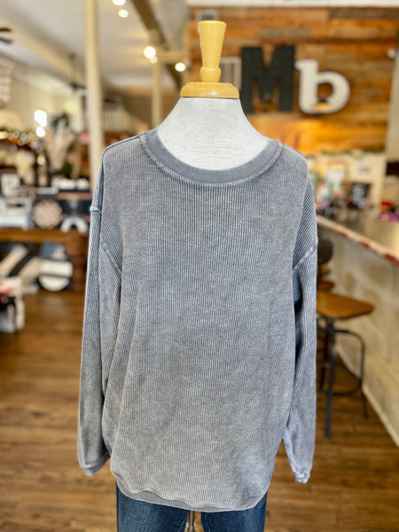 Corded Fleece Pullover || Gray