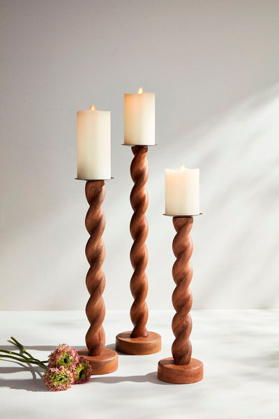 Twisted Wood Candlestick