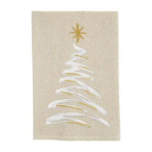 NATURAL + GOLD PAINTED CHRISTMAS TEA TOWEL