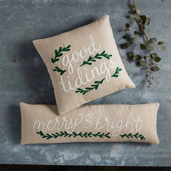 Good Tidings Embroidery Throw Pillow