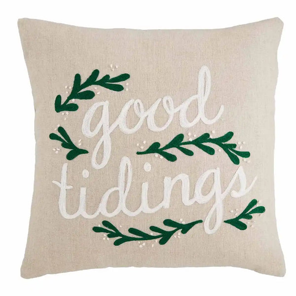 Good Tidings Embroidery Throw Pillow