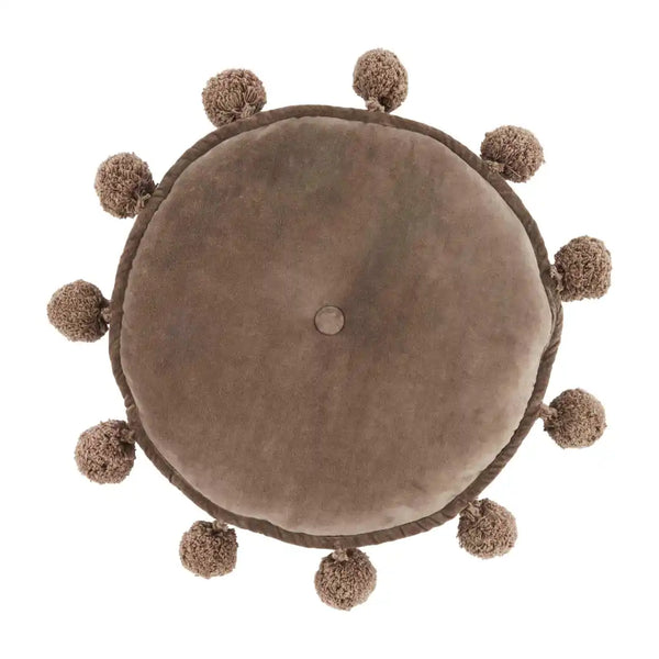 ROUND VELVET POM PILLOW