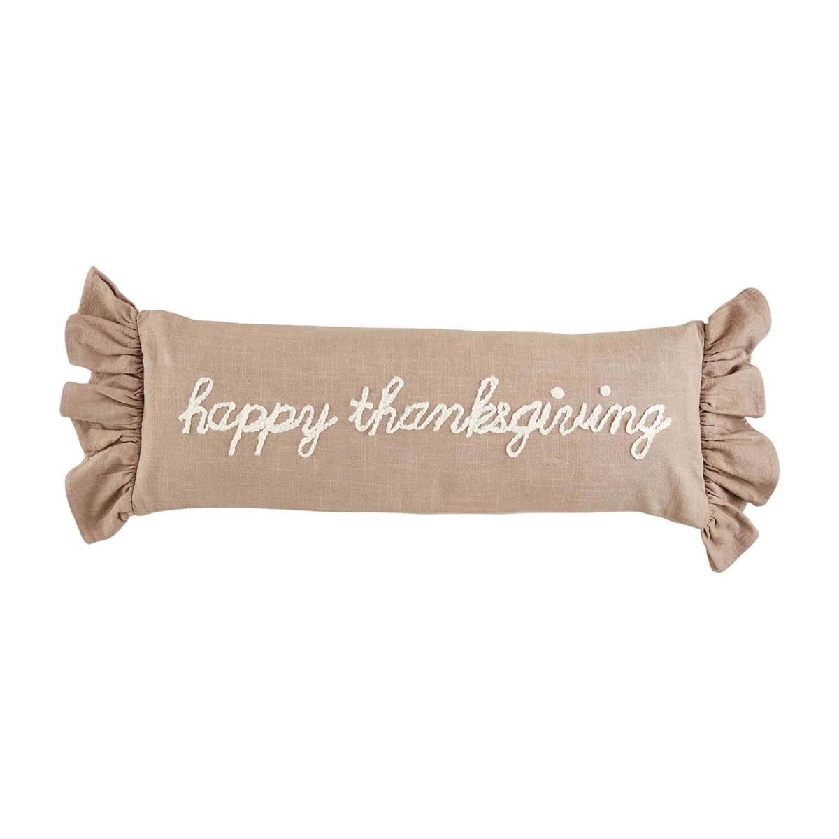 Happy Thanksgiving Long Ruffle Pillow