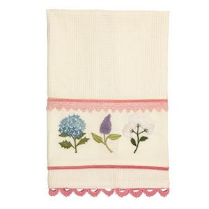 Floral Embroidered Waffle Towels