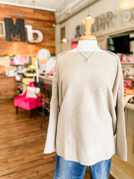 Sheffield Button Sweater || Tan