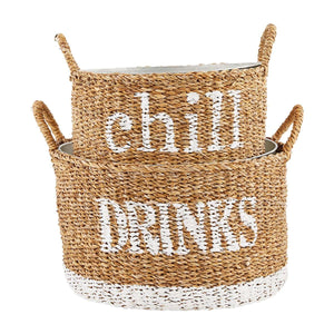 Woven Seagrass Basket with Metal Party Tubs