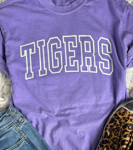 School Spirit Outline Tee || Purple Tigers