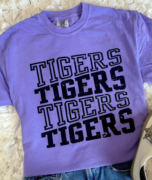 Mascot Arched Repeat Spirit Tee || Tigers on Purple PRE-ORDER