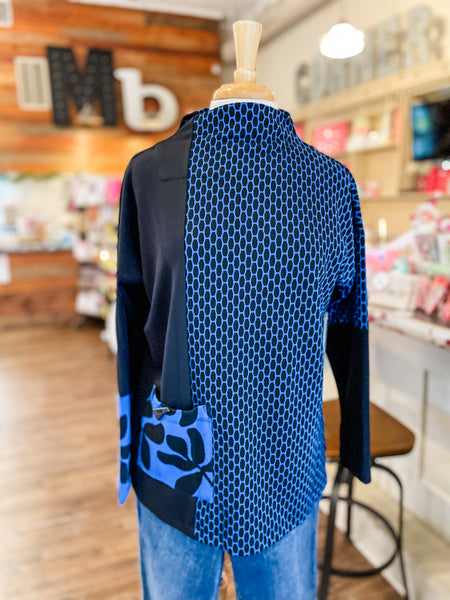 Ali Miles || Ariel Jacquard Knit Tunic - Cobalt