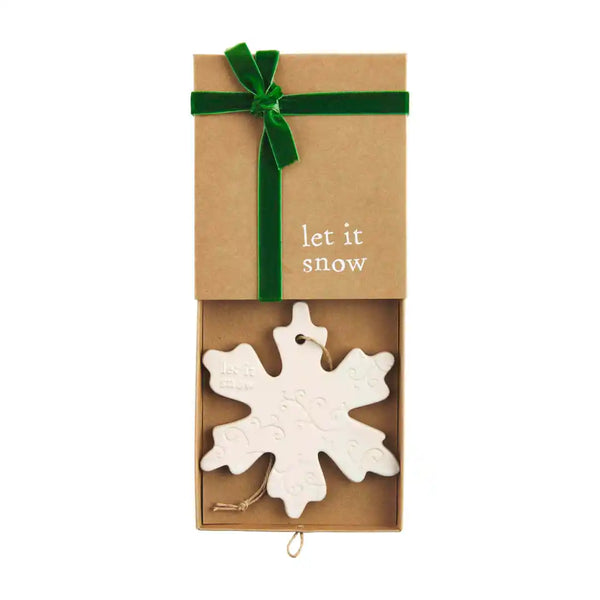 WHITE STONEWARE CHRISTMAS ORNAMENT