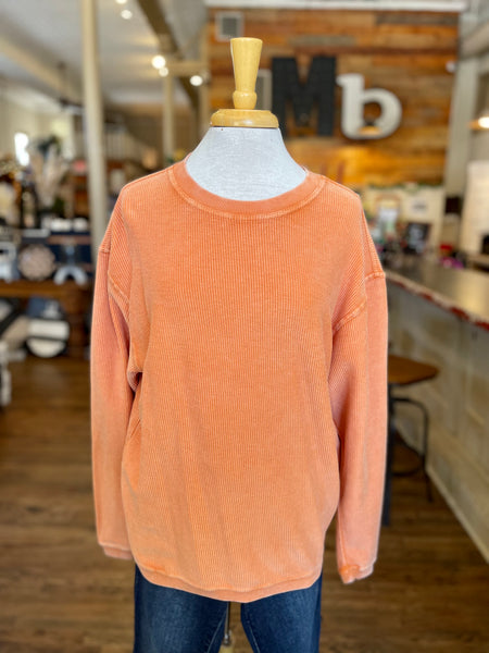 Corded Fleece Pullover || Orange