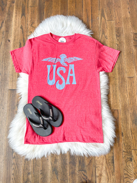 USA Eagle Tee || Heather Red