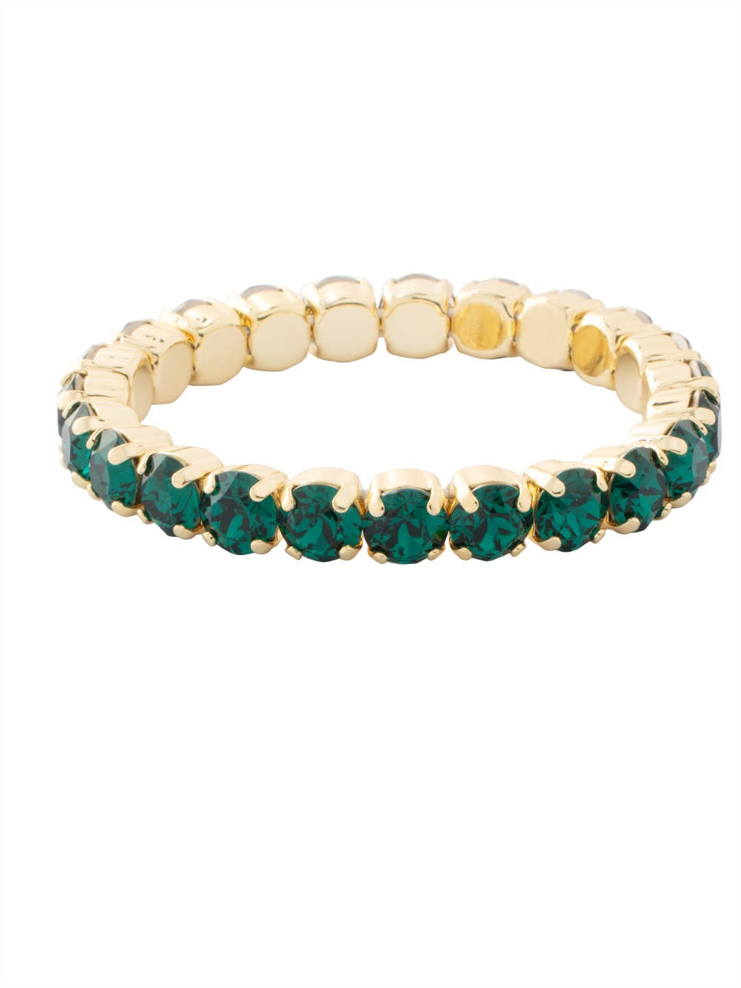 Sorrelli || 10K Gold Plated Emerald Green Crystal Stretch Bracelet 7in