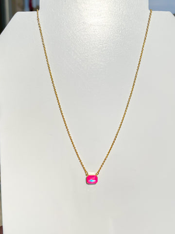 Sorrelli || Octavia Single Crystal Pendant Necklace in Electric Pink