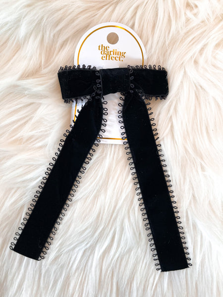 Vintage Velvet Hair Bow || Black