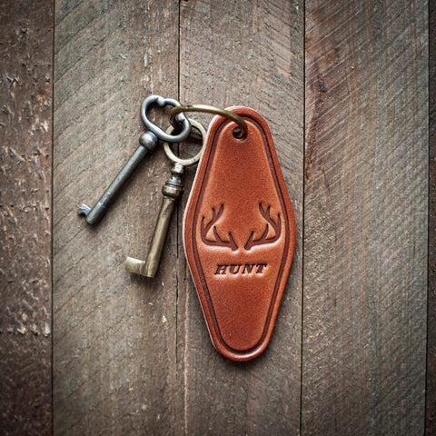 Hunt Antlers Leather Keychain Motel Style