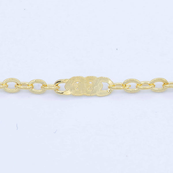 24K Gold Filled 2.2mm Round Rolo Triple Flat Link 18" Chain Necklace