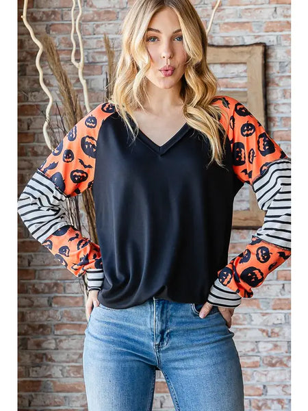 Marley Solid & Stripe Spooky Top