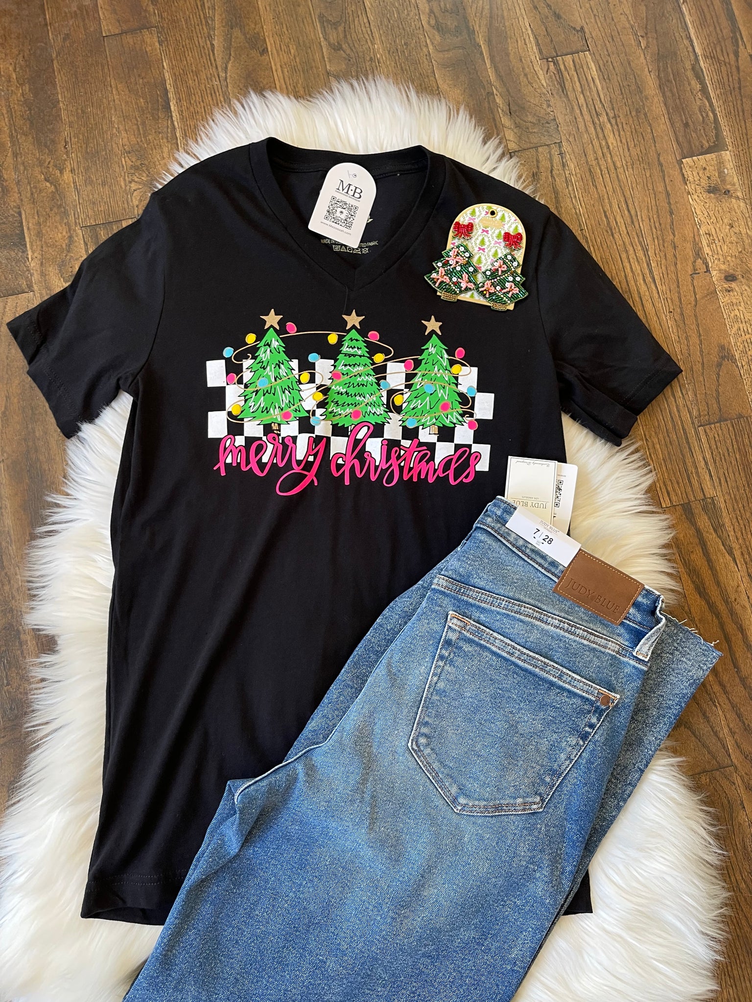 V-Neck Christmas Trees Tee