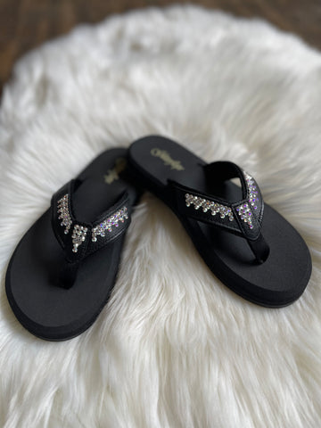 Glitterflops || Crystal Lace Design in Black