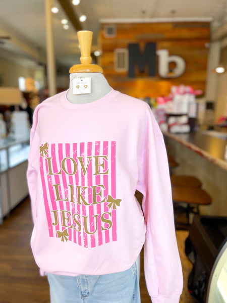 Love Like Jesus || Pink Metallic Gold Pullover