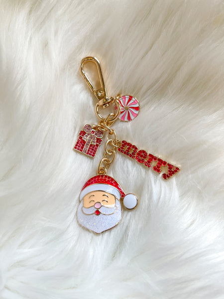 Very Merry Santa Cluster Bag Charm in Multi