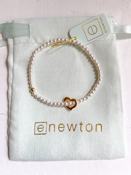 enewton ||  CLASSIC PEARL 3MM BEAD BRACELET - LOVE GOLD CHARM