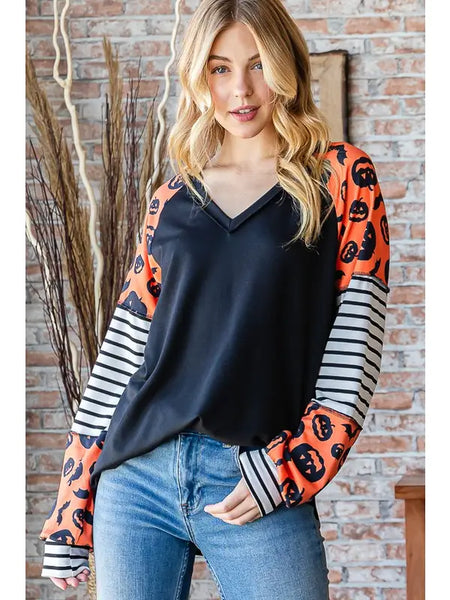 Marley Solid & Stripe Spooky Top