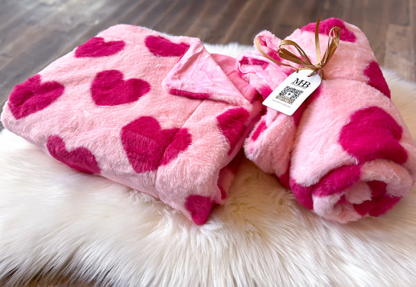 Cozy Heart Blanket || Pink OR Ivory Available