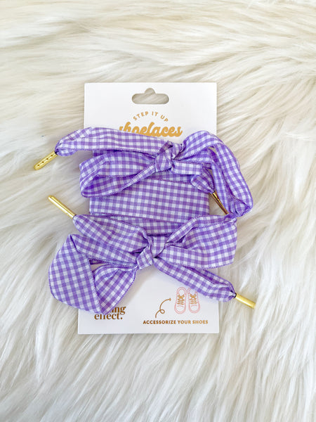 Step It Up Shoelaces || Gingham Purple