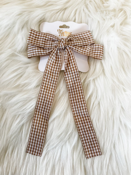 Double Take Hair Bow || Gingham Tan
