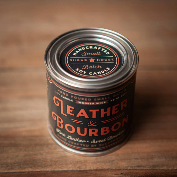 Leather & Bourbon Soy Candle with Wooden Wick