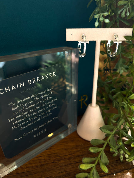 Rizen || Chain Breaker Hoop Earrings - Sterling Silver