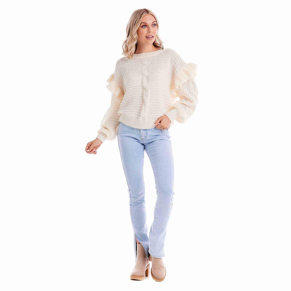 Willow Ruffle Sweater || Marshmallow
