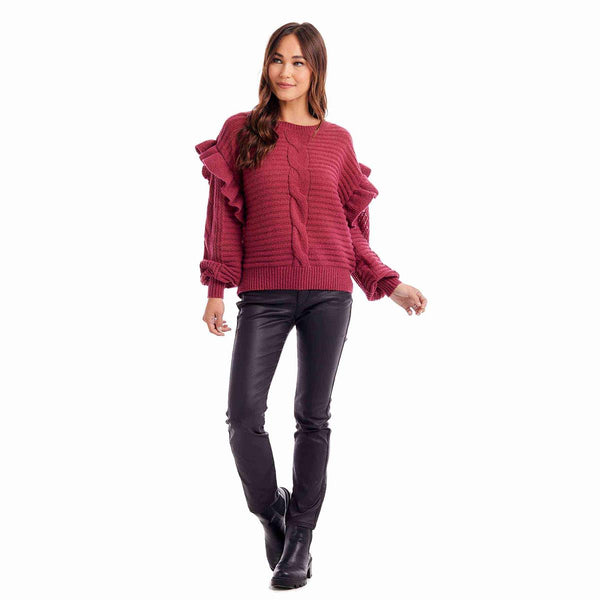 Willow Ruffle Sweater || Rasberry