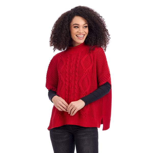 Claude Cable Knit Sweater || Red