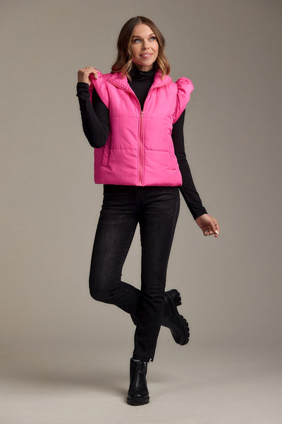 Lile Ruffle Quilted Vest || Pink