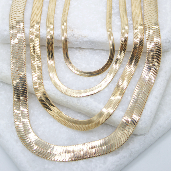 18K Gold Filled Herringbone Chain || 3mm