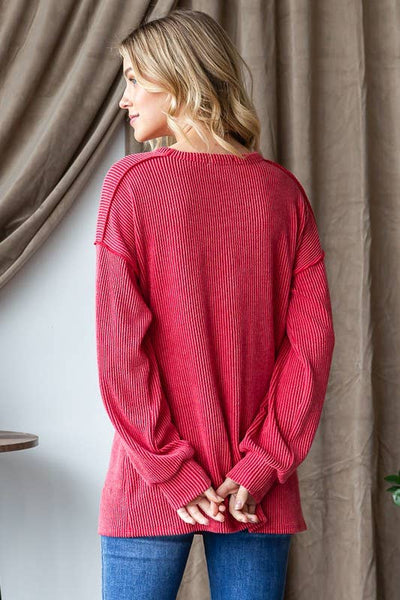 BE MERRY PUFF SLEEVE URBAN RIBBED TOP