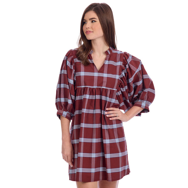 Shipley Plaid Dress || Brown