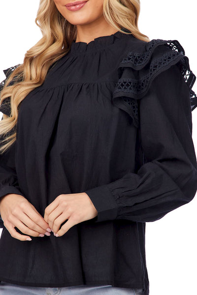 Keller Ruffle Top || Black