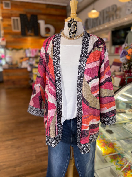 Alexis Reversible Kimono Jacket || Pink Print