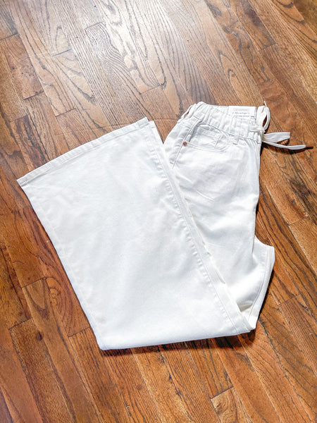 Judy Blue || Joella White High Waist Palazzo with Elastic Waistband