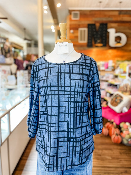 Ali Miles || Miranda Top in Blue Plaid