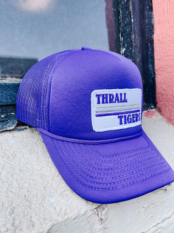 Lucky Spirit Retro Stripe Trucker Hat || Thrall Tigers on Purple